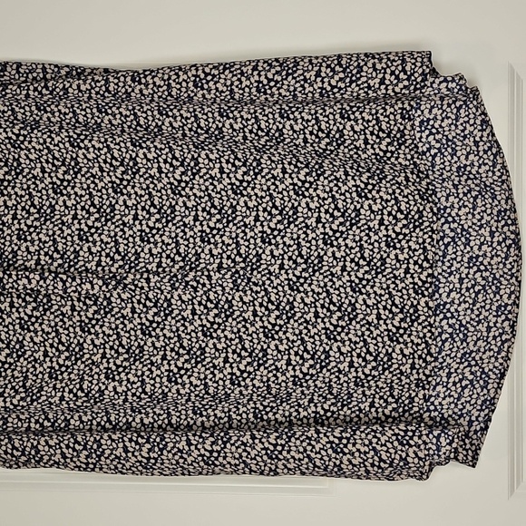 Harlowe & Graham Navy Floral Ruffle Neck Tunic Blouse Size L Boho Romantic Boho - Picture 5 of 11